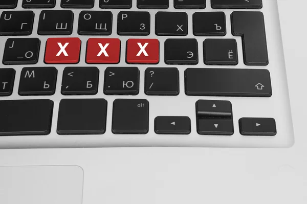 Online porn concept. xxx buttons on the computer keyboard — Stock Photo, Image