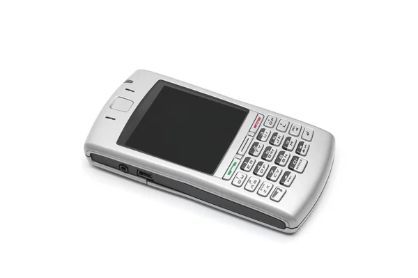 Smart phone con tastiera qwerty su uno sfondo bianco isolato — Foto Stock
