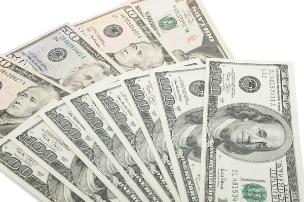 Fondo con dinero. dólares americanos aislados en blanco backgr — Foto de Stock
