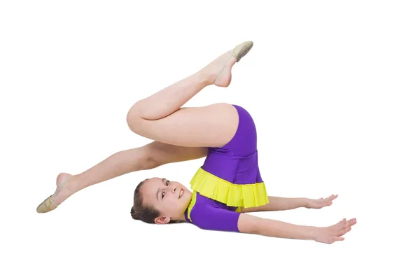 Linda chica joven haciendo gimnasia — Foto de Stock