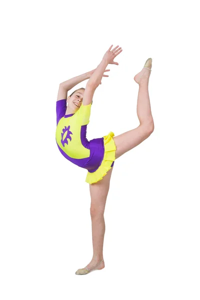 Cute young girl doing gymnastics — Stock Photo, Image
