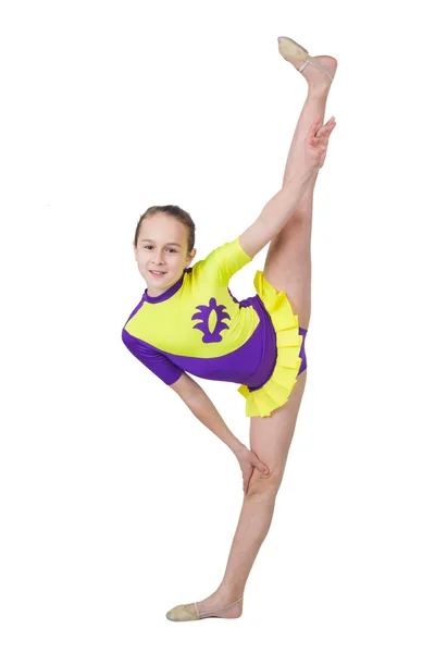 Jeune fille mignonne faisant de la gymnastique — Photo