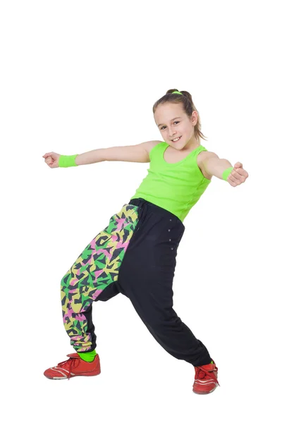 Fröhliches kleines Mädchen, das Hip-Hop tanzt — Stockfoto