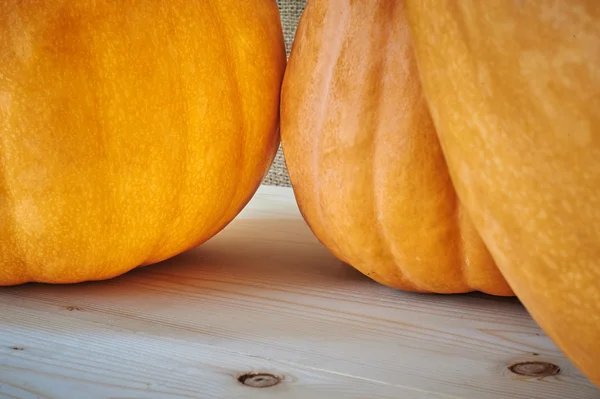 Citrouilles d'automne sur un fond en bois dans un style rustique — Photo