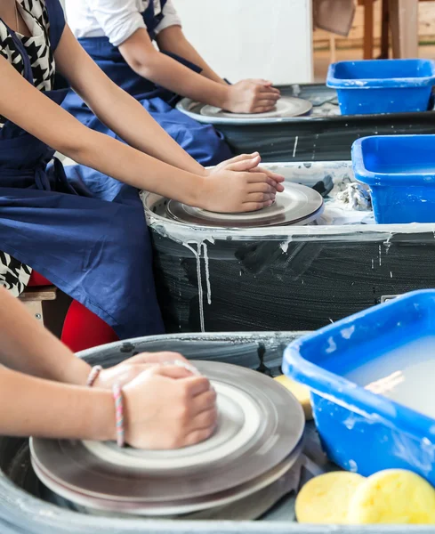 Modeling on a potter's wheel Stock Picture