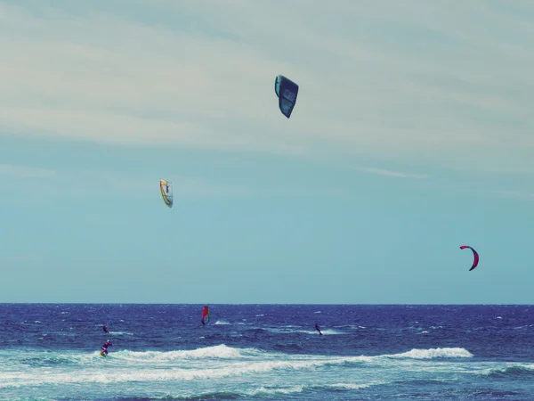 Surf Windsurf and KiteSurf at Tenerife El Medano Canary Islands Spain — Stock Photo, Image