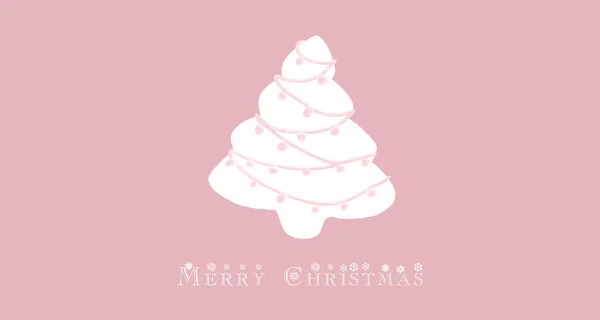 Frohe Weihnachten Rosa Karte Mit Silhouette Und Text — Stockfoto