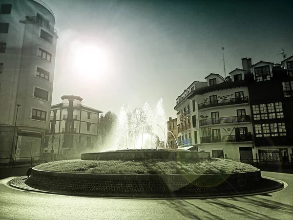 Brunnen Charmanten Dorf Namens Hondarribia Spanien — Stockfoto