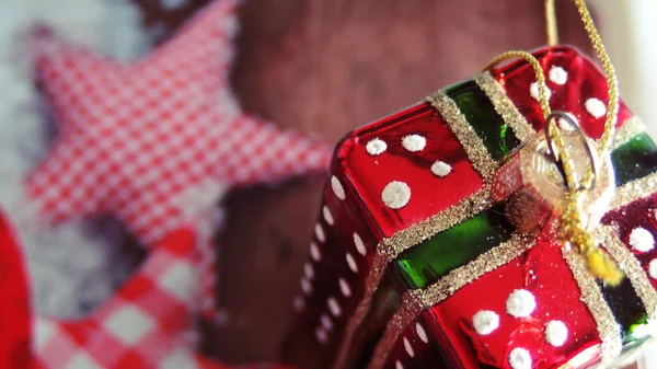 Decoração de presente de Natal com fundo de estrelas — Fotografia de Stock