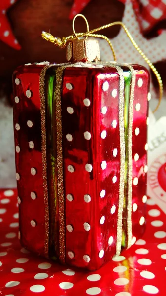 Noel hediye dekor yıldızlar arka plan ile — Stok fotoğraf