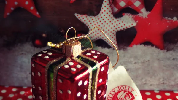 Karácsonyi ajándék dekoráció csillag háttér — Stock Fotó