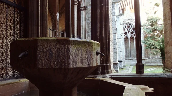 Catedrala Pamplona Fântâna Patio — Fotografie, imagine de stoc