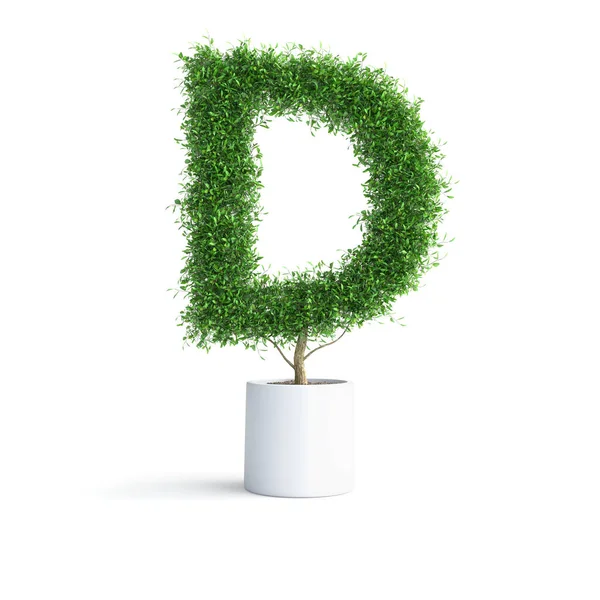 Árvore Verde Alfabeto Letra Com Caminho Recorte Ilustração — Fotografia de Stock