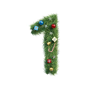 Bir numaralı Noel ağacı. 3B illüstrasyon
