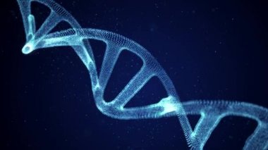 Karanlık arka planda DNA 3 boyutlu animasyon. Bilim ve tıp kavramları.