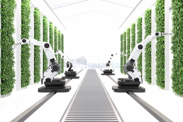Koncepcja Inteligentnych Robotów Rolników Robotów Rolniczych Technologii Rolnictwa Automatyzacji Gospodarstw — Zdjęcie stockowe