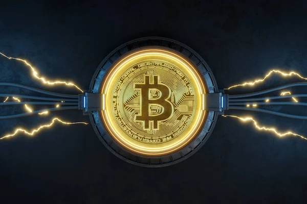 Bitcoin Concepto Del Círculo Futurista Criptomoneda Ilustración — Foto de Stock