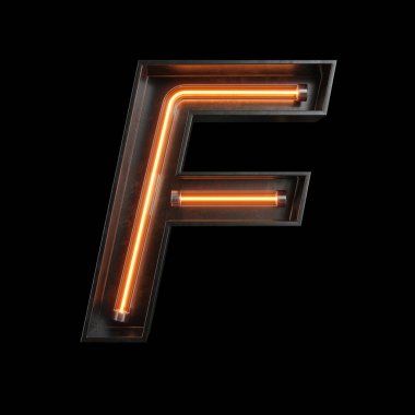 Neon ışık alfabe F kırpma yoluyla. 3D çizim