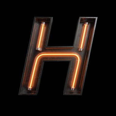 Neon ışık alfabe H kırpma yoluyla. 3D çizim