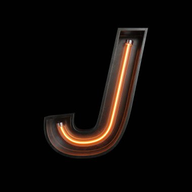 Neon ışık alfabe J kırpma yoluyla. 3D çizim