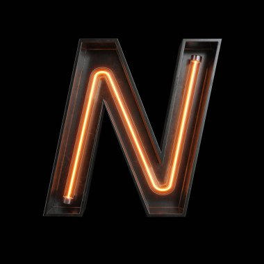 Neon ışık alfabe N kırpma yoluyla. 3D çizim