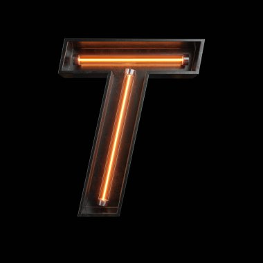 Neon ışık alfabe T kırpma yoluyla. 3D çizim