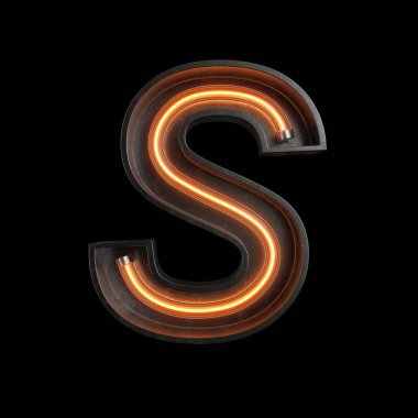 Kırpma yolu ile Neon ışık alfabe S. 3D çizim