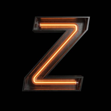 Neon ışık alfabe Z kırpma yoluyla. 3D çizim