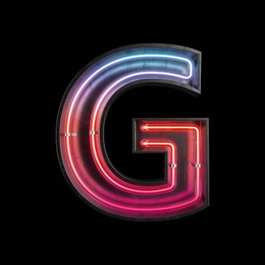 Neon ışık alfabe G kırpma yolu ile. 3D çizim