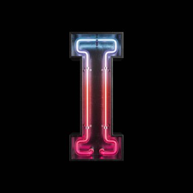 Neon ışık alfabe ben kırpma yoluyla. 3D çizim