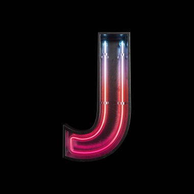 Neon ışık alfabe J kırpma yoluyla. 3D çizim