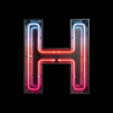 Neon ışık alfabe H kırpma yoluyla. 3D çizim