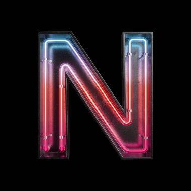 Neon ışık alfabe N kırpma yoluyla. 3D çizim