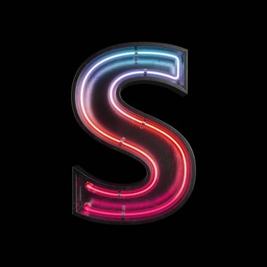 Kırpma yolu ile Neon ışık alfabe S. 3D çizim