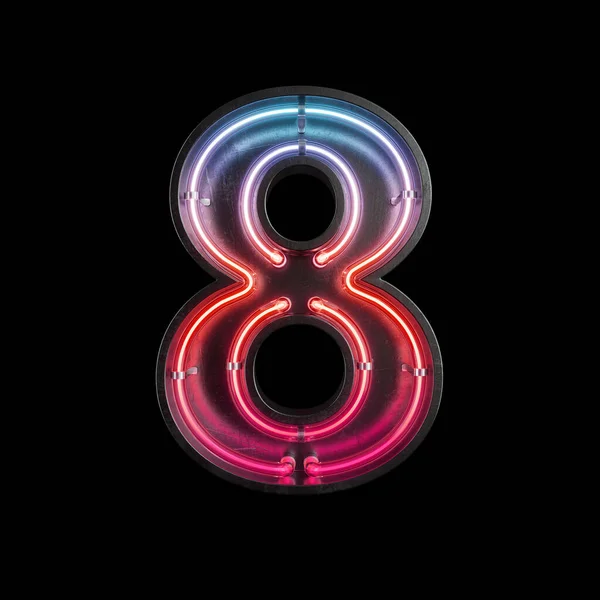 Number Alphabet Made Neon Light Clipping Path Illustration — Stock Photo, Image