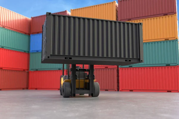 Forklift Truck Lifting Container Delivery Service Concept Freight Transportation Logistics Royalty Free Stock Photos