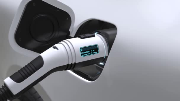 Elektrische Auto Volledig Opgeladen Met Een Batterij Oplaadtechnologie Schone Energie — Stockvideo