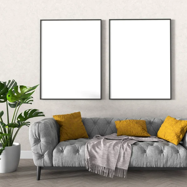 Mockup Frame Modern Interior Background Illustration Stock Photo