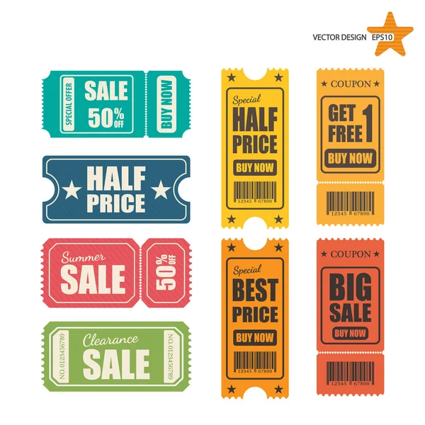 Vector verkoop tickets. — Stockvector