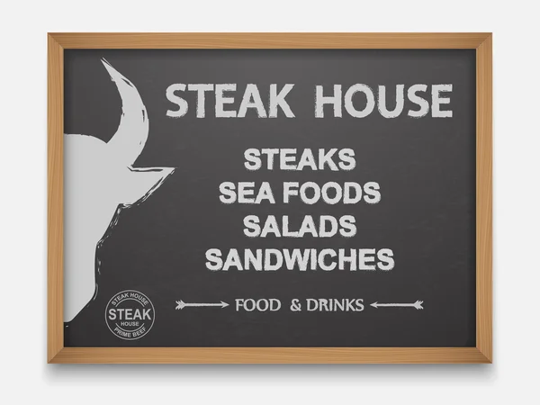 Steak House menu on chalkboard,vector — Stock Vector
