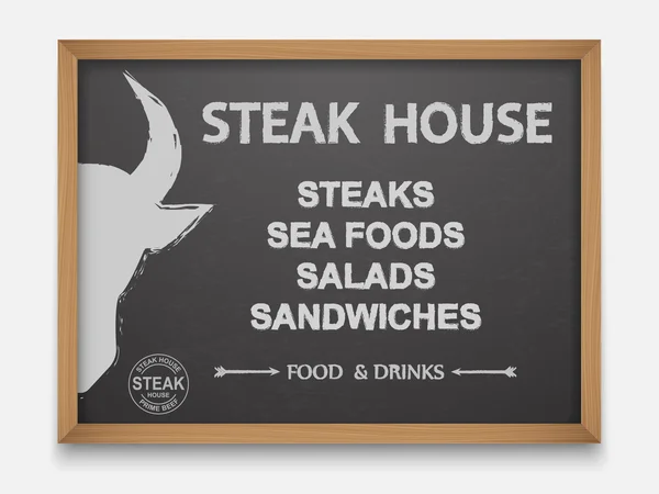 Steak House menü kara tahta, vektör