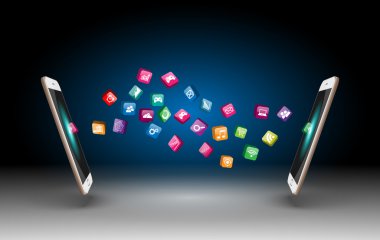 uygulama simgeleri ile dokunmatik ekran smartphone.