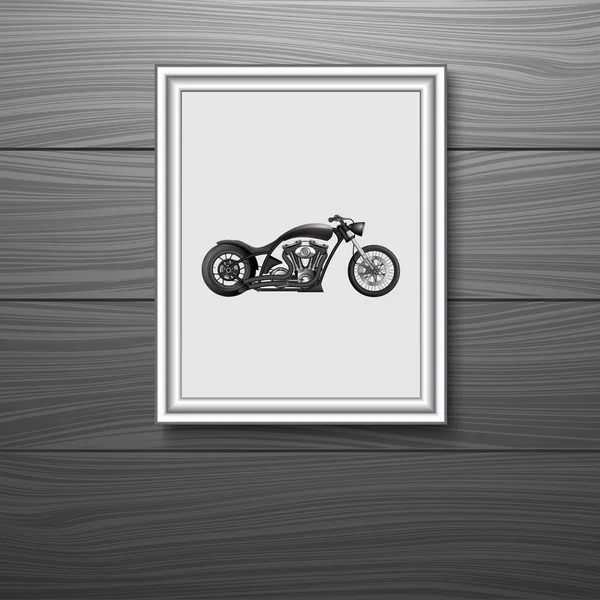 Photo frames on wall with Vintage Motorcycle.vector — Stock Vector