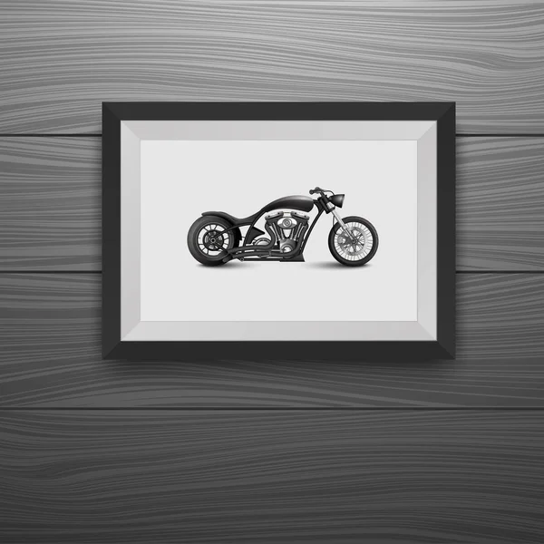 Photo frames on wall with Vintage Motorcycle.vector — Stock Vector