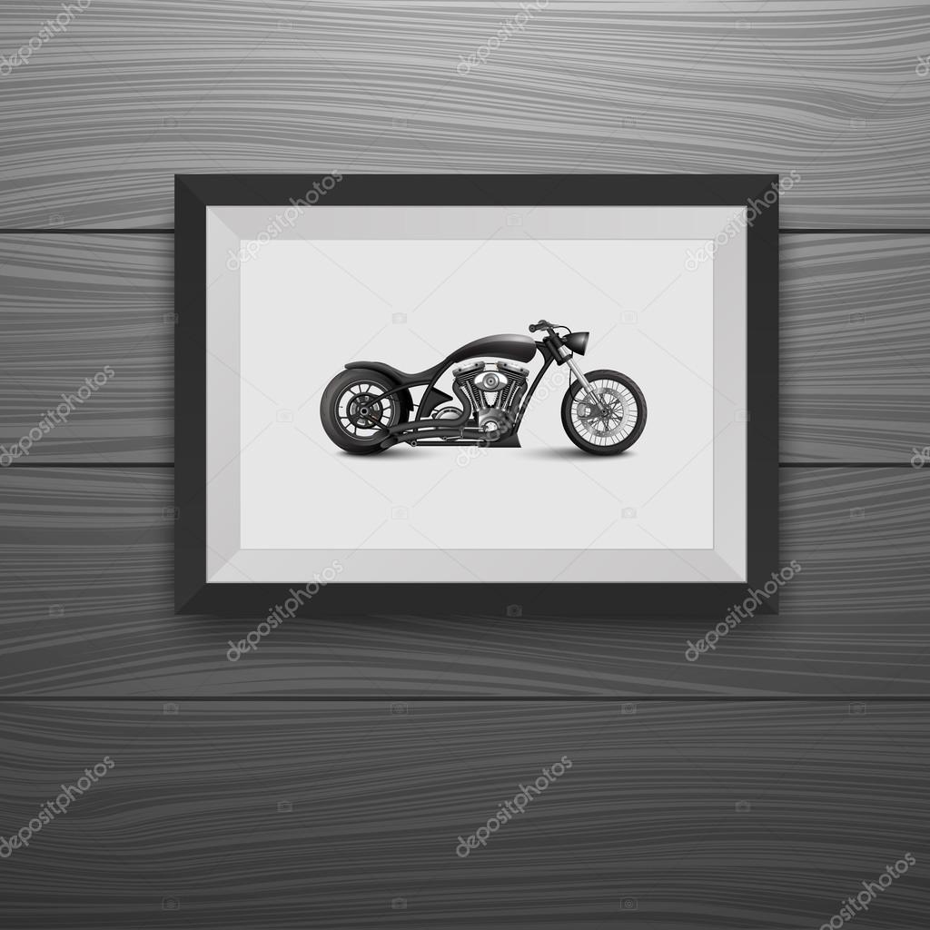 Photo frames on wall with Vintage Motorcycle.vector