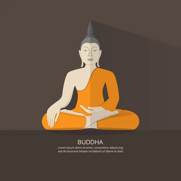 Flat Design Buddha.Vector — Stock Vector