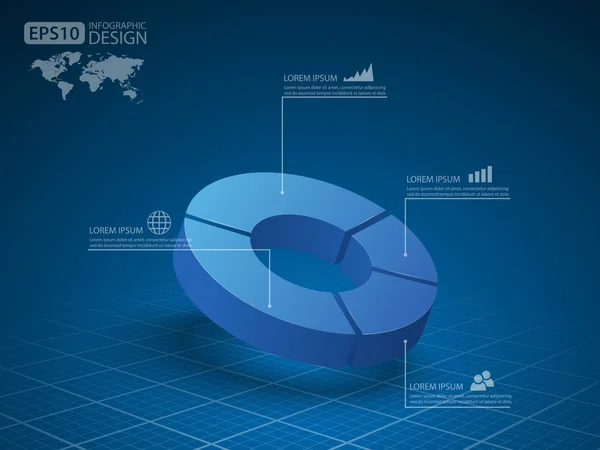 Gráfico gráfico gráfico circular 3d. ilustración vectorial . — Archivo Imágenes Vectoriales