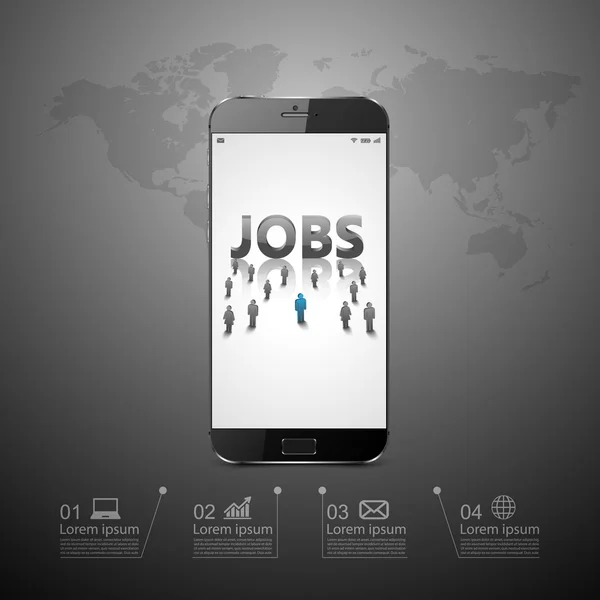Pessoas à procura de emprego no vetor smartphone . — Vetor de Stock