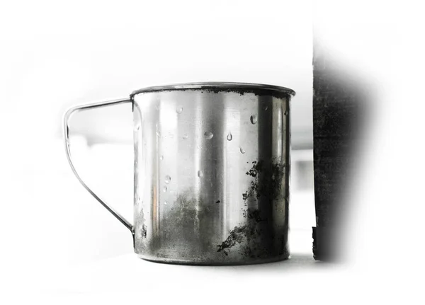 Metal Mug Drops White Background — Stock Photo, Image