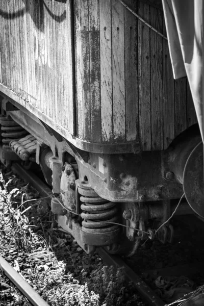 Details of a train wagon exhibited in the museum